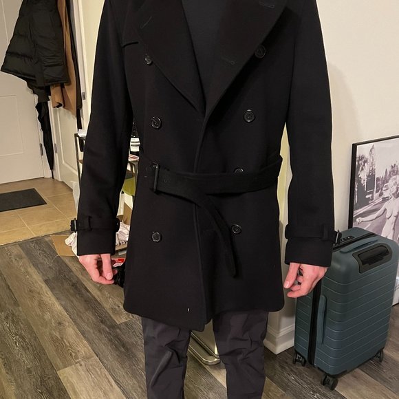 Burberry Wool Cashmere Trench Coat Black 50UK 50IT 40US